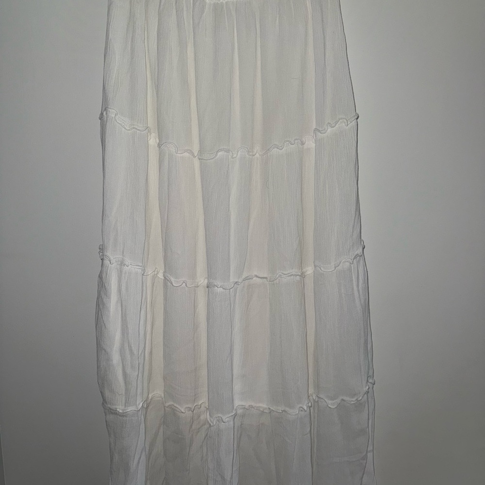 Hollister Cream Tiered Maxi Skirt Resort Wear